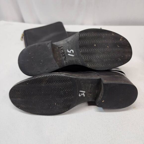 J. Crew Womens 6.5 Black Leathr Side Zipper Double Buckle Riding Boots - Picture 14 of 14